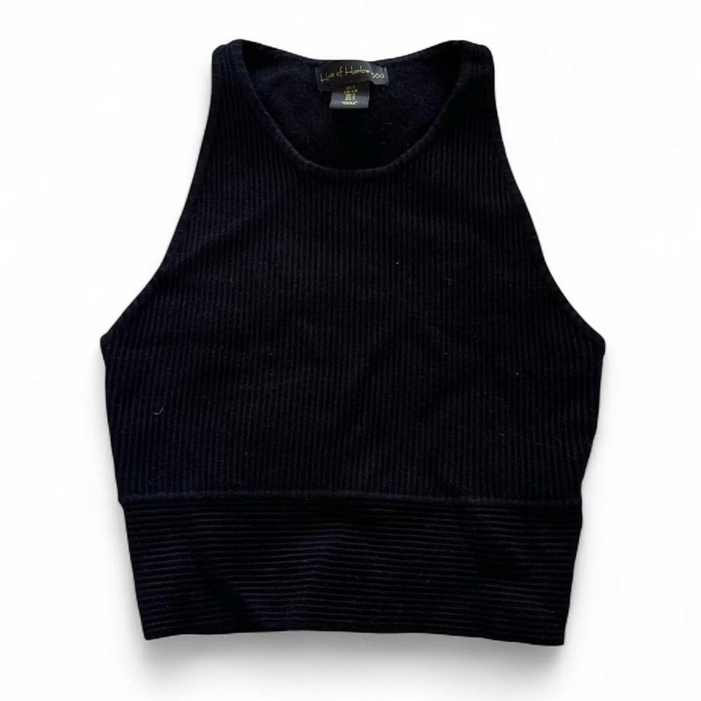 House of Harlow 1960 Black Ribbed Crop Top Tank Top